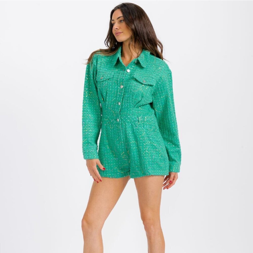 BUTTON UP FRONT POCKETS TWILL ROMPER